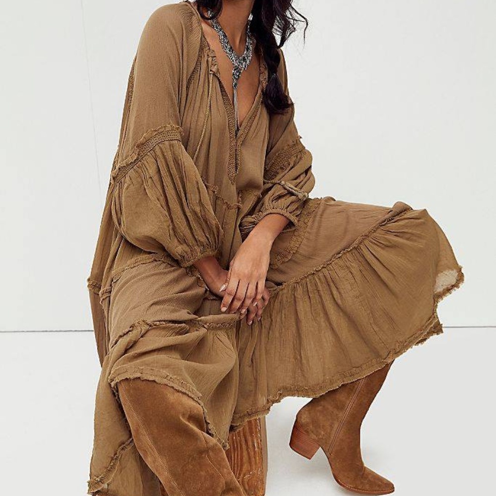 Free people in the moment  boho dress in olive in the moment